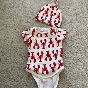 Lobster onesie and hat